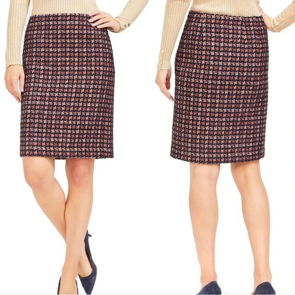 J.McLaughlin Metallic Tweed Houndstooth Elm Skirt Glitter Lined NWT‎ Size 8